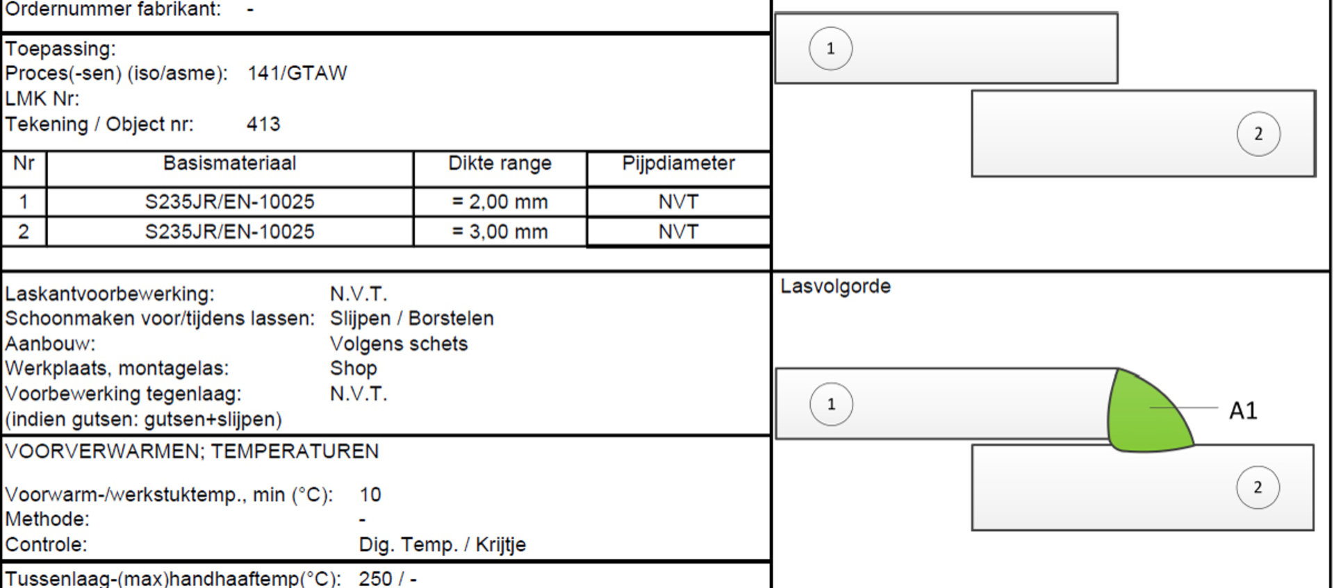 WPS-en bij TIG niveau 1 Staal