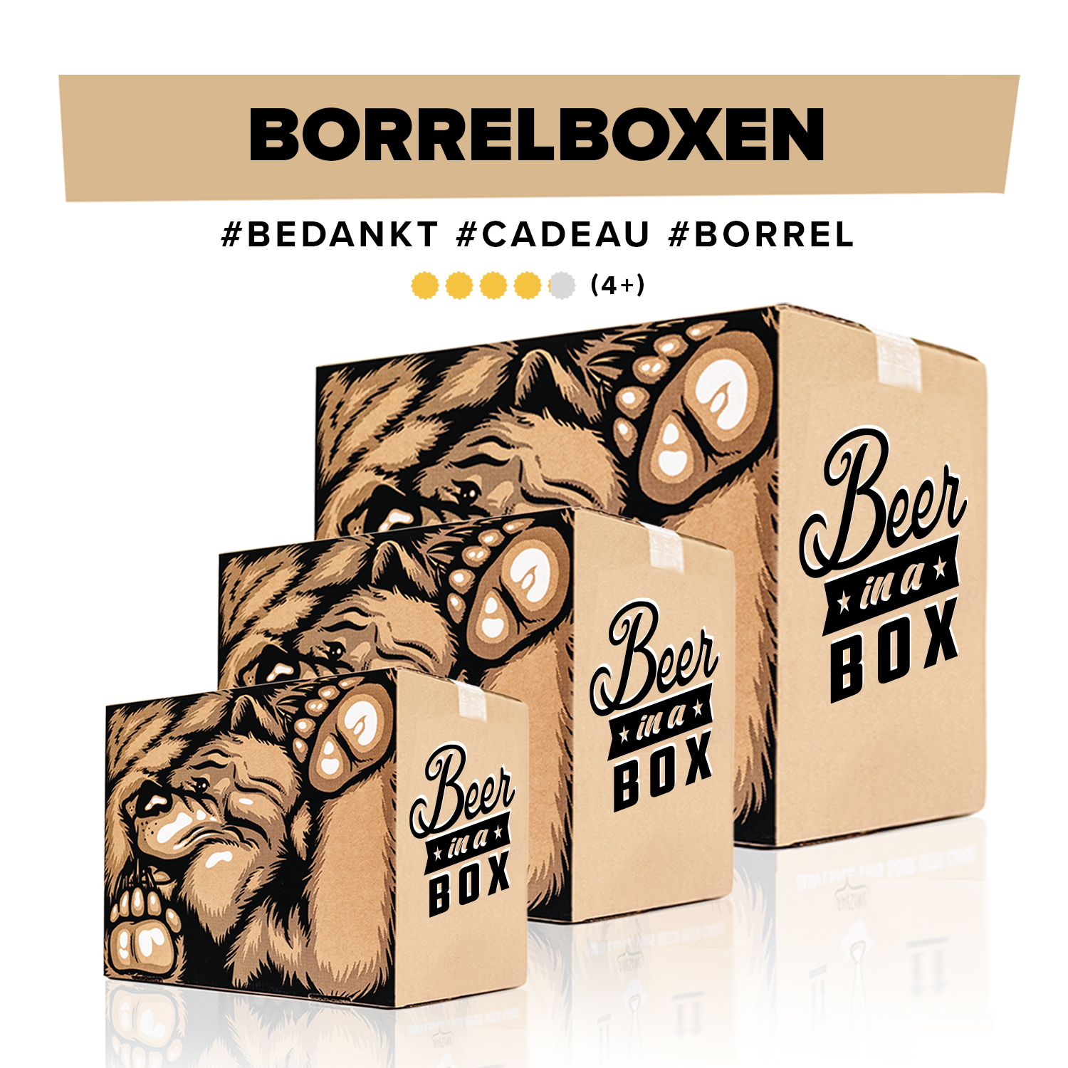 De borrelboxen van Beer in a Box in bier, wijn, sap en mixed